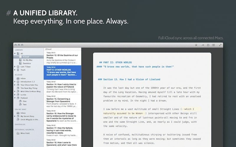 Ulysses app – knihovna