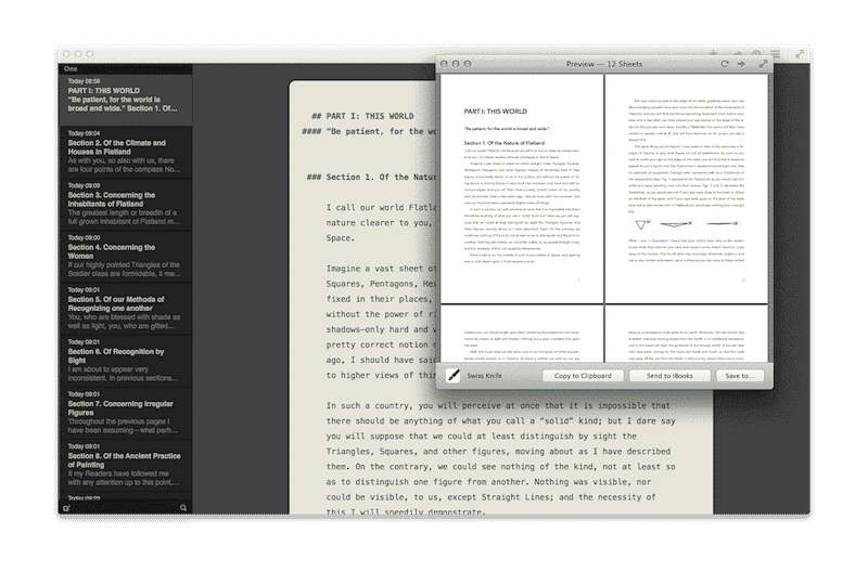 Ulysses app – preview mode